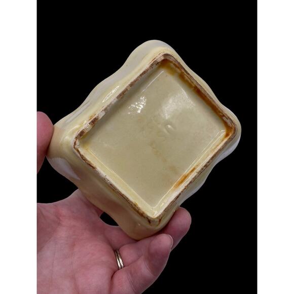 Earthenware Pottery Soap Dish Square USA Made Vintage Pink Green Tan Vintage 5" - Picture 11 of 11